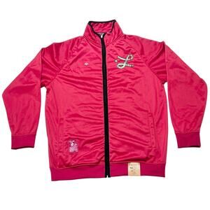 LRG Lifted Research Group Track Jacket Men XXL Red Full Zip Embroidered Y2K New